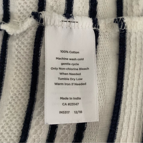 TALBOTS White Black Striped Nautical 100% Cotton knit top tie detail Size M - Picture 8 of 8